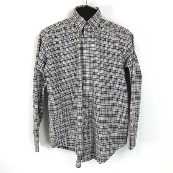 Wrangler 20X Button Down Shirt Men's Medium Plaid Long Sleeve 100% Cotton - Picture 1 of 10